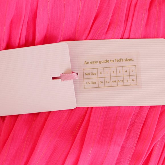 NWT Ted Baker Floral Pleated Asymmetrical Dress– Wedding & Party Ready - Picture 13 of 13